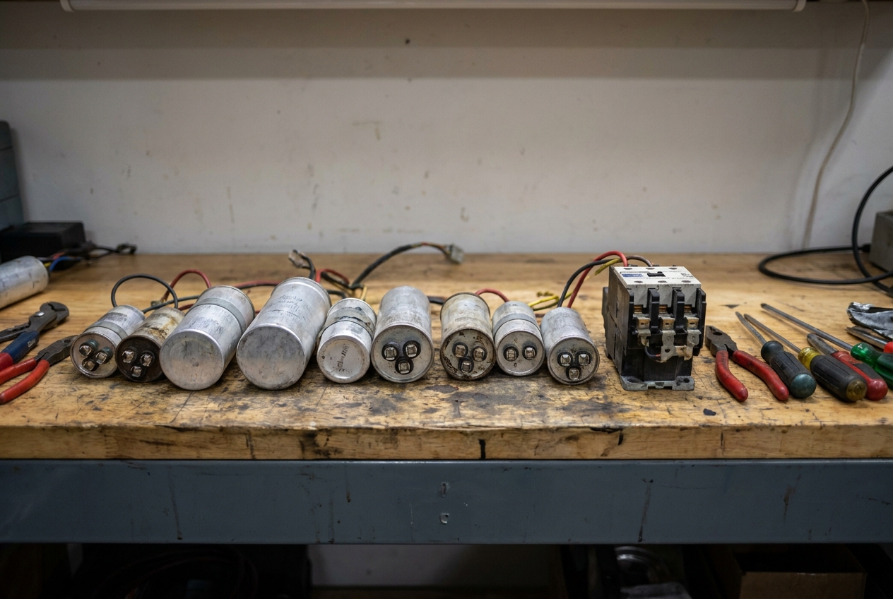 Replacement capacitors and contactors carried as van stock