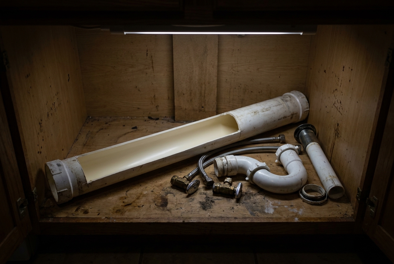 Clean interior of a kitchen drain line free of food waste build-up