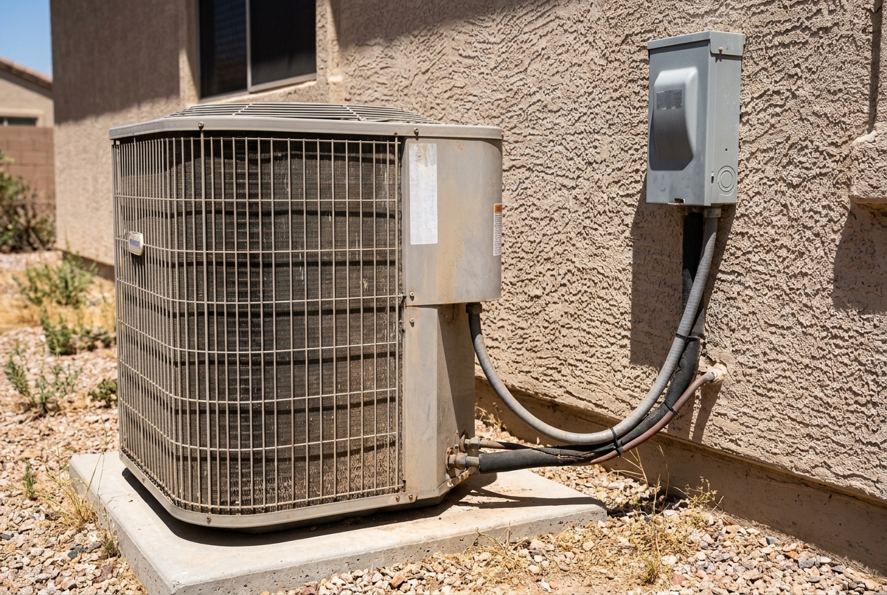 Outdoor condensing unit and its disconnect assessed at the start of an inspection