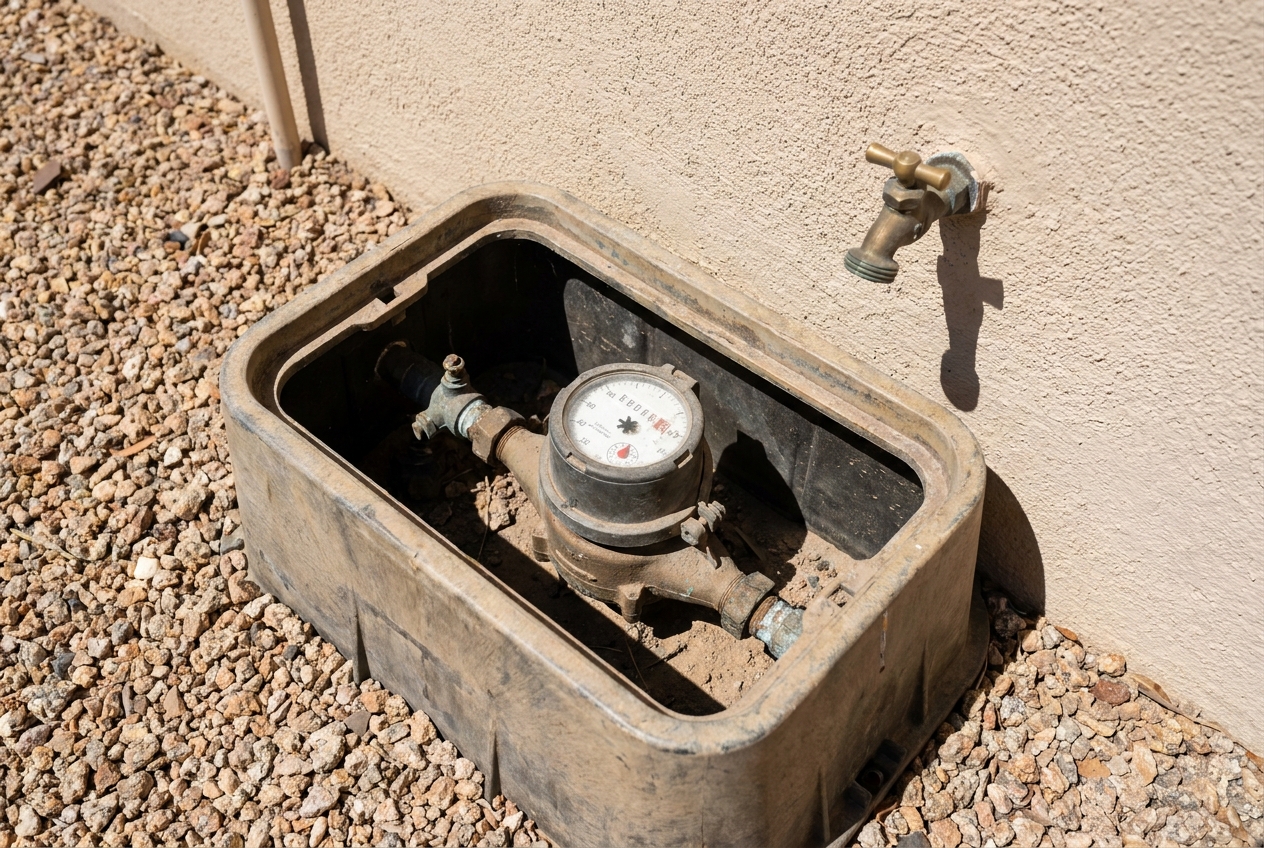 Water meter dial used to check for continuous flow when fixtures are closed