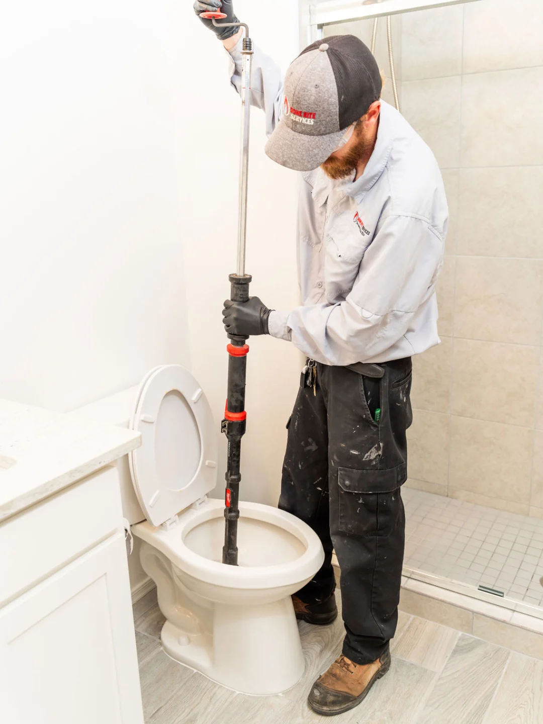Clearing a blocked toilet in a Tucson home
