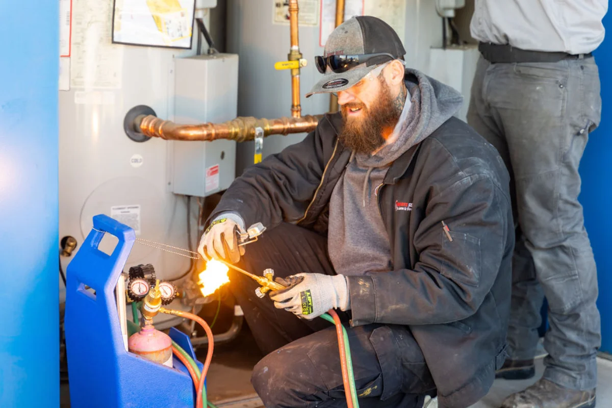 Brazing copper supply lines during a water heater replacement