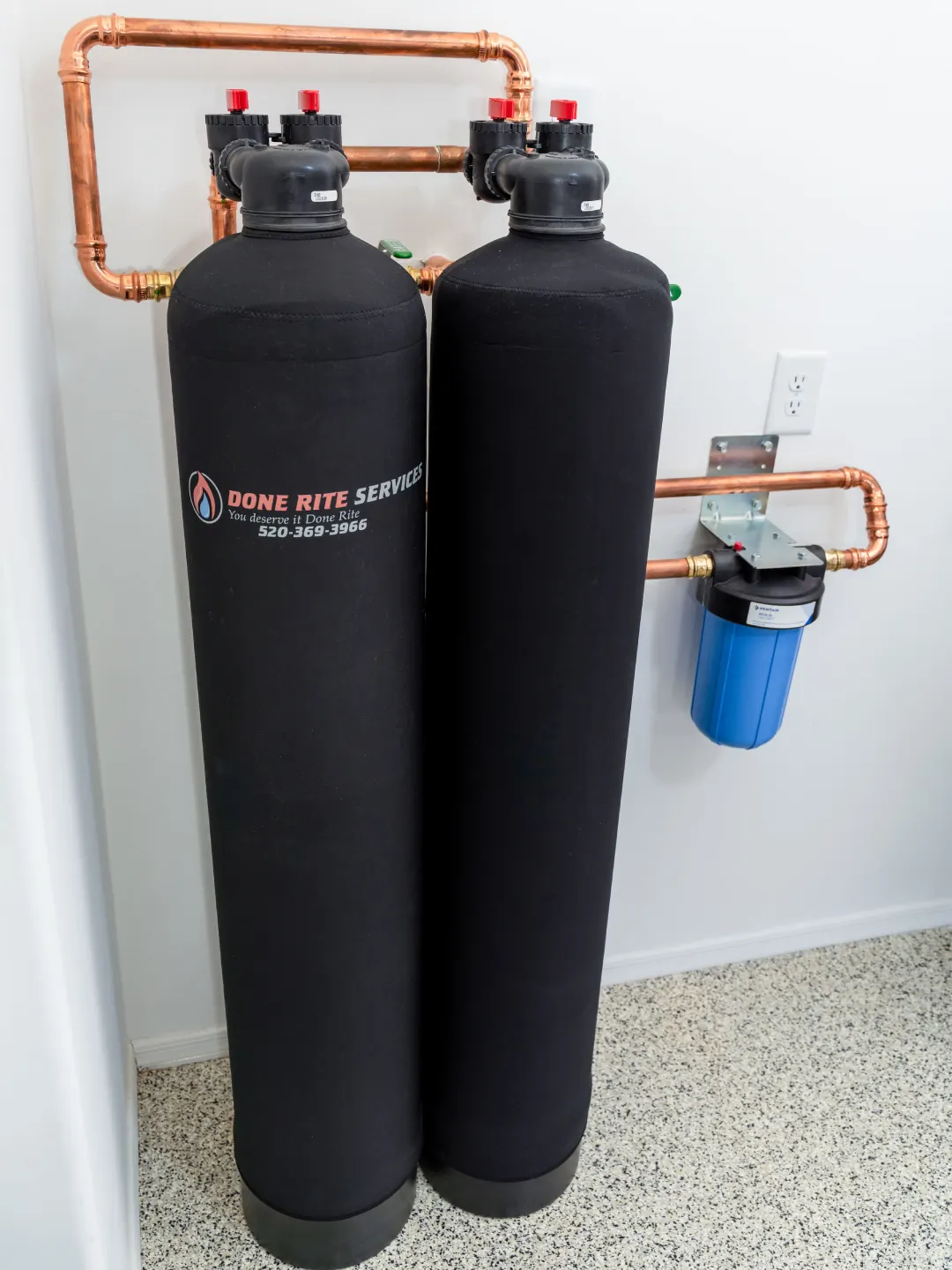 Whole house water softener and filter system installed in Tucson